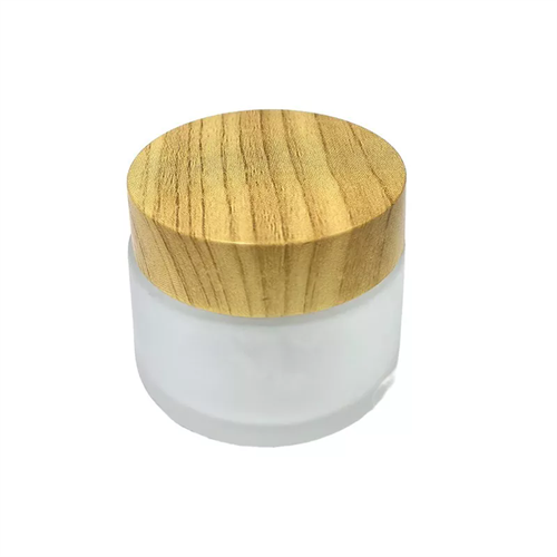 Pot de lotion en verre vide cosmétique avec couvercle en bois